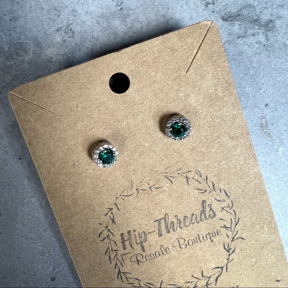 Lab-Created Emerald & 1/7 Ct. Tw. Diamond Earring… - image 5